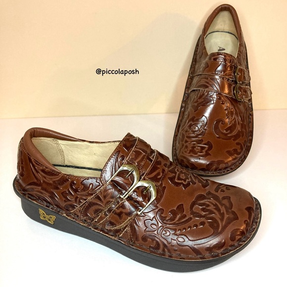 Alegria Shoes - Alegria Alli Yeehaw 39 Professional Brown Embossed Leather Clogs